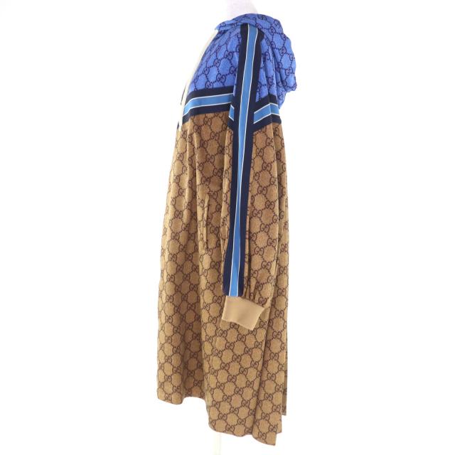 未使用品◇GUCCI グッチ 550604 GGテクニカル バックプリーツ ジャージー パーカー ブラウン ブルー系 M ハンガー付き イタリア製 正規品_1