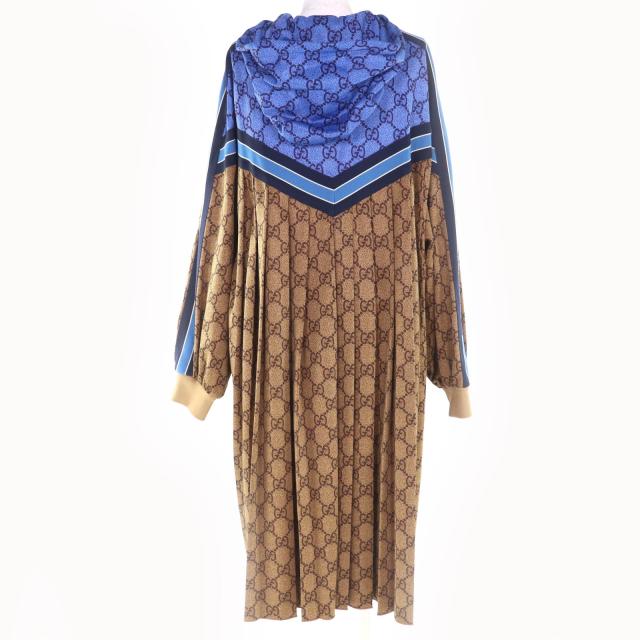 未使用品◇GUCCI グッチ 550604 GGテクニカル バックプリーツ ジャージー パーカー ブラウン ブルー系 M ハンガー付き イタリア製 正規品_2