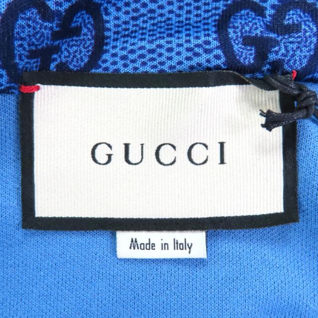 未使用品◇GUCCI グッチ 550604 GGテクニカル バックプリーツ ジャージー パーカー ブラウン ブルー系 M ハンガー付き イタリア製 正規品_7