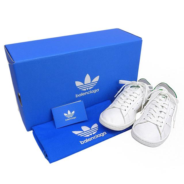 未使用品▲BALENCIAGA×adidas バレンシアガ×アディダス 721836 スタンスミス レザー ローカットスニーカー ホワイト 24.5 箱・保存袋付_1