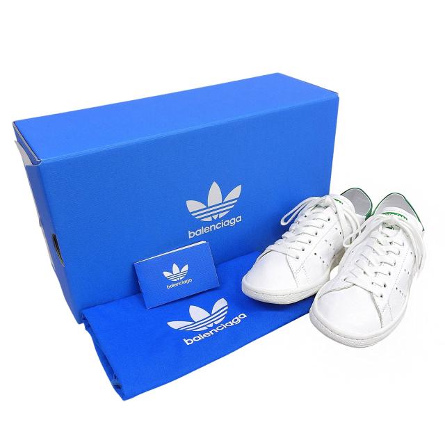 未使用品▲BALENCIAGA×adidas バレンシアガ×アディダス 721836 スタンスミス レザー ローカットスニーカー ホワイト 24.5 箱・保存袋付_1
