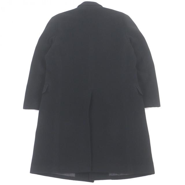 良品□POLO RALPH LAUREN ポロラルフローレン 毛100％ フライフロント チェスターコート ロングコート ブラック L 日本製 正規品 メンズ_3