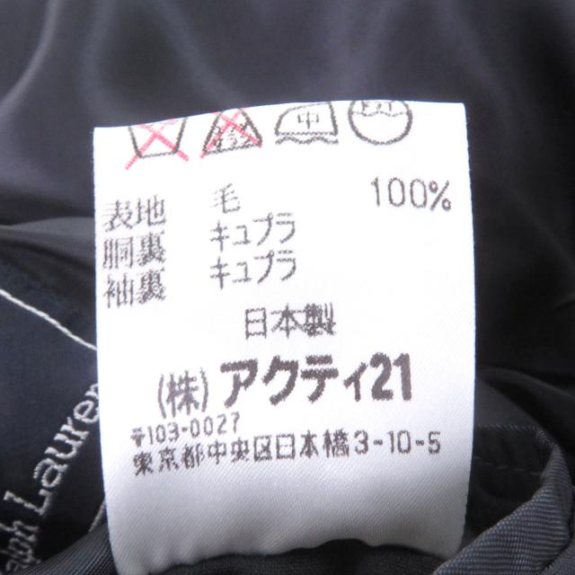 良品□POLO RALPH LAUREN ポロラルフローレン 毛100％ フライフロント チェスターコート ロングコート ブラック L 日本製 正規品 メンズ_8