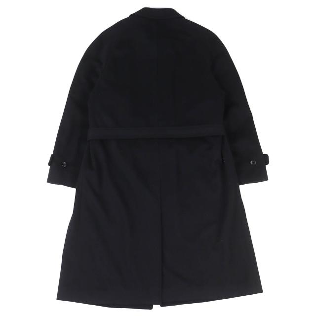 美品△ARMANI COLLEZIONI アルマーニコレッツォーニ ウール カシミヤ ベルト付き ロング ステンカラーコート ブラック 52 伊製 正規品_1