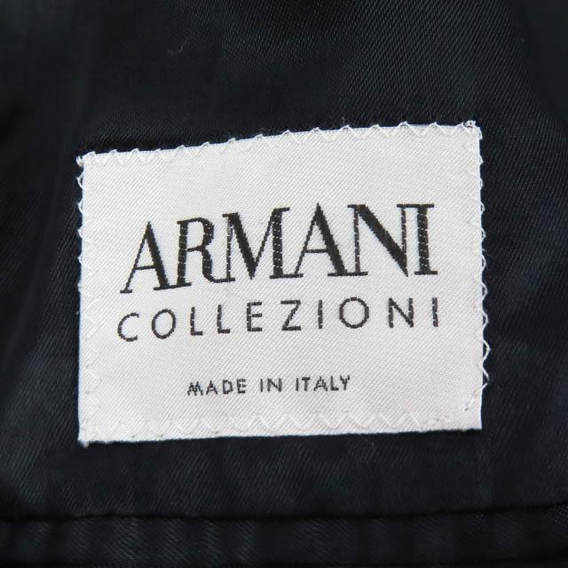 美品△ARMANI COLLEZIONI アルマーニコレッツォーニ ウール カシミヤ ベルト付き ロング ステンカラーコート ブラック 52 伊製 正規品_5