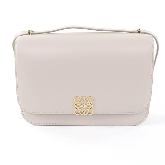 美品★LOEWE ロエベ ゴヤ ミディアム ライトゴースト アナグラム レザー ショルダーバッグ ゴールド金具 保存袋付 スペイン製 レディース