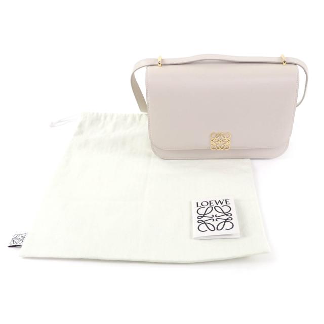 美品★LOEWE ロエベ ゴヤ ミディアム ライトゴースト アナグラム レザー ショルダーバッグ ゴールド金具 保存袋付 スペイン製 レディース_1