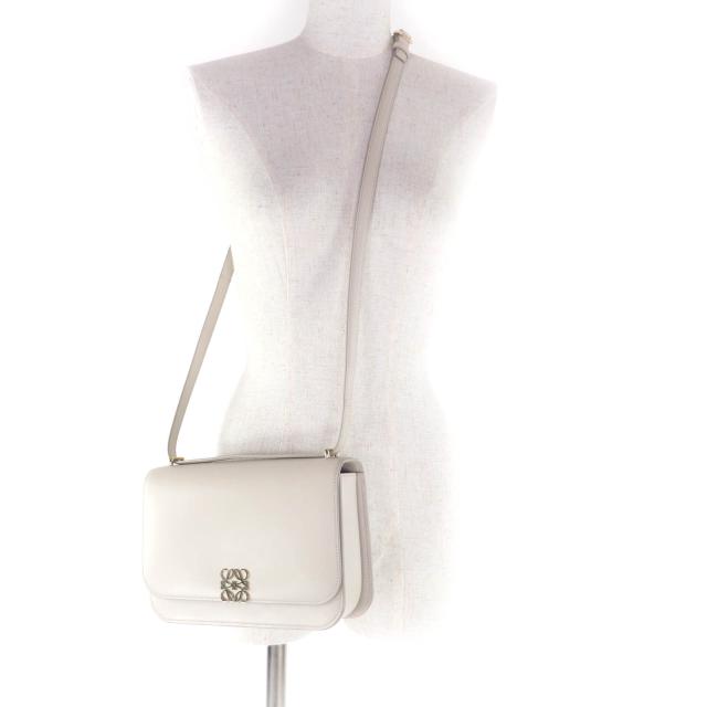 美品★LOEWE ロエベ ゴヤ ミディアム ライトゴースト アナグラム レザー ショルダーバッグ ゴールド金具 保存袋付 スペイン製 レディース_5