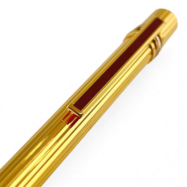 極美品▲Cartier カルティエ マスト ドゥ カルティエ トリニティ ストライプ柄 シャープペンシル ゴールド ボルドー フランス製 メンズ_5