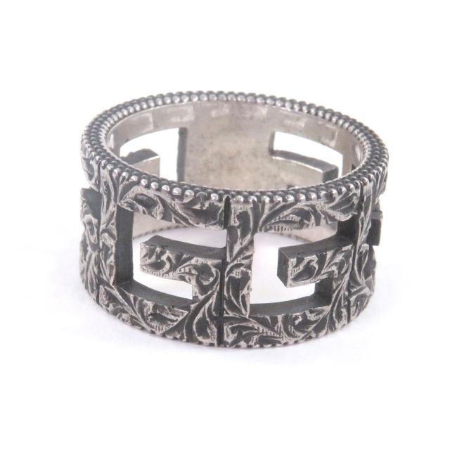 極美品□GUCCI グッチ アラベスク AG925 スクエアG ロゴデザイン リング・指輪 アクセサリー シルバー 16 イタリア製 重量8.53g メンズ