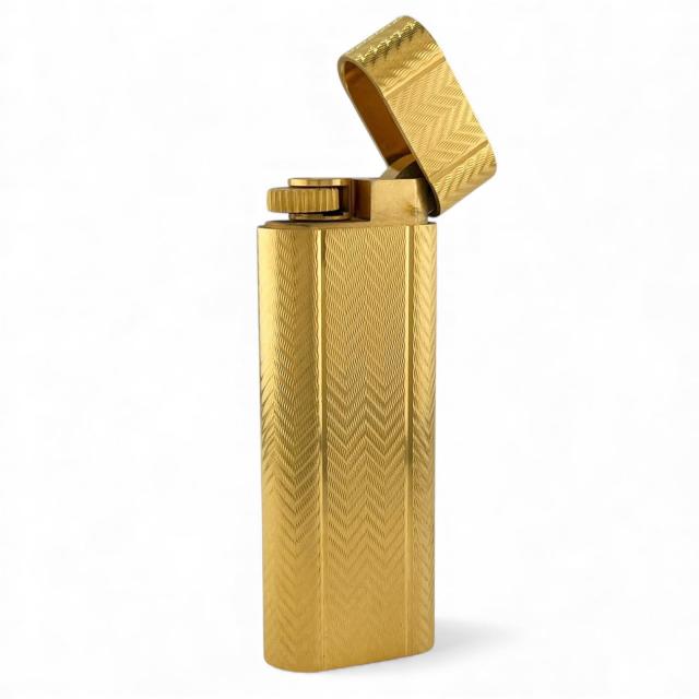 良品▲Cartier カルティエ オーバル ウェーブ柄 ローラー式 喫煙具 ガス ライター ゴールド スイス製 メンズ 着火確認済み_5