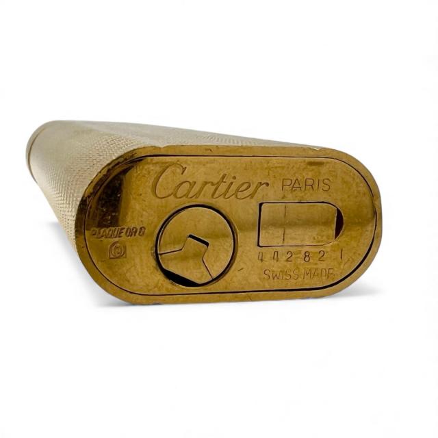 良品▲Cartier カルティエ オーバル ウェーブ柄 ローラー式 喫煙具 ガス ライター ゴールド スイス製 メンズ 着火確認済み_6