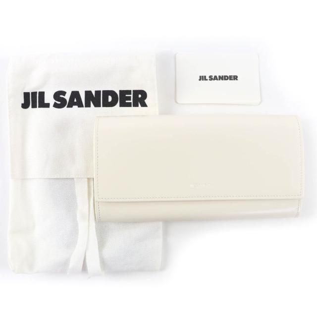未使用品☆JIL SANDER ジルサンダー ロゴ入り レザー ロングウォレット 長財布 ホワイト 保存袋付き イタリア製 レディース_1