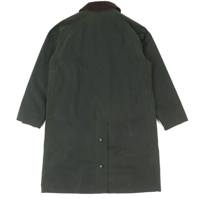 美品△Barbour バブアー NEW BURGHLEY WAX JACKET コットン100％ 裏地チェック柄 オイルド コート カーキ系 36 正規品 メンズ_1