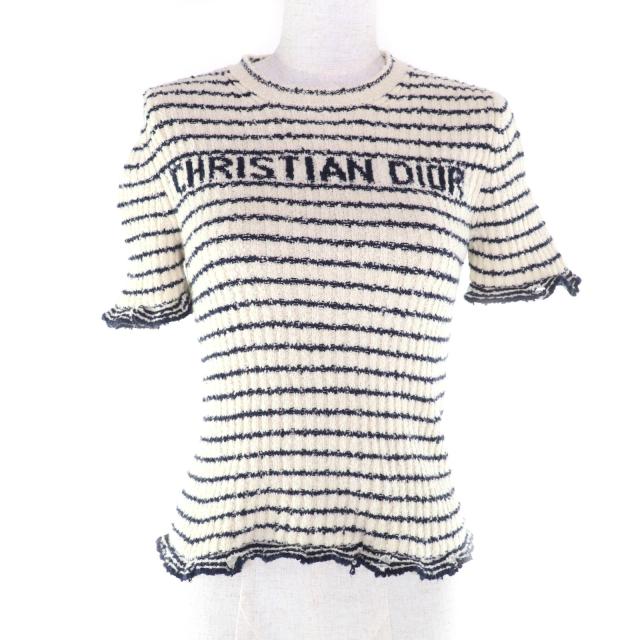 極美品★クリスチャンディオール 25SS 514S75A7014 Mariniere Short-Sleeved Sweater マリニエール柄 半袖ニット 38 正規品