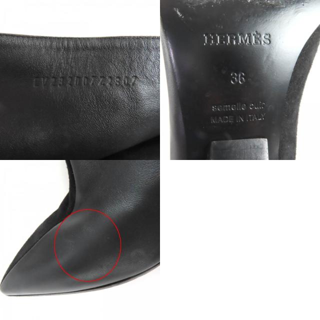 美品◇HERMES エルメス 2023年製 232007Z イロナ ヒローナ55 ベロア・レザー切り替え ロングブーツ ブラック 36 保存袋付き イタリア製_9