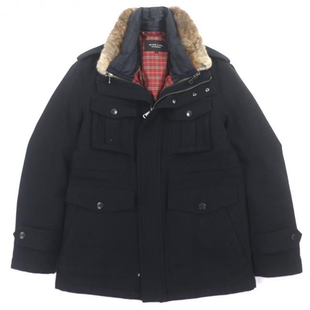 良品▼BURBERRY BLACK LABEL バーバリーブラックレーベル ダウンライナー 襟ラビットファー フード入 3WAY WZIPUP ダウンコート L 正規品