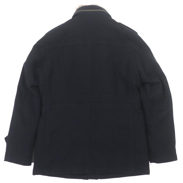 良品▼BURBERRY BLACK LABEL バーバリーブラックレーベル 落ち込むラインドライブ 襟ラビットファー ボンネット入 3WAY WZIPUP 落ち込む厚地の外套 L 定まり品