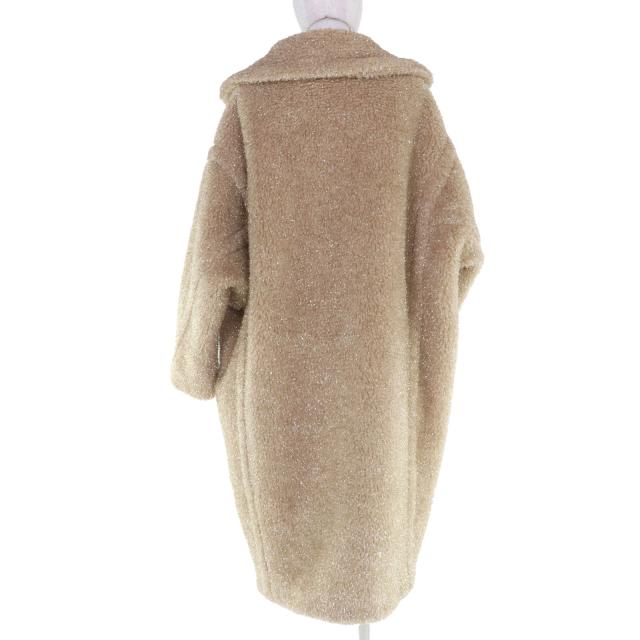 極美品☆Max Mara マックスマーラ 101101016 テディベアコート キャメル100％ シルク混 ベージュ ゴールドラメ M イタリア製 正規品_2