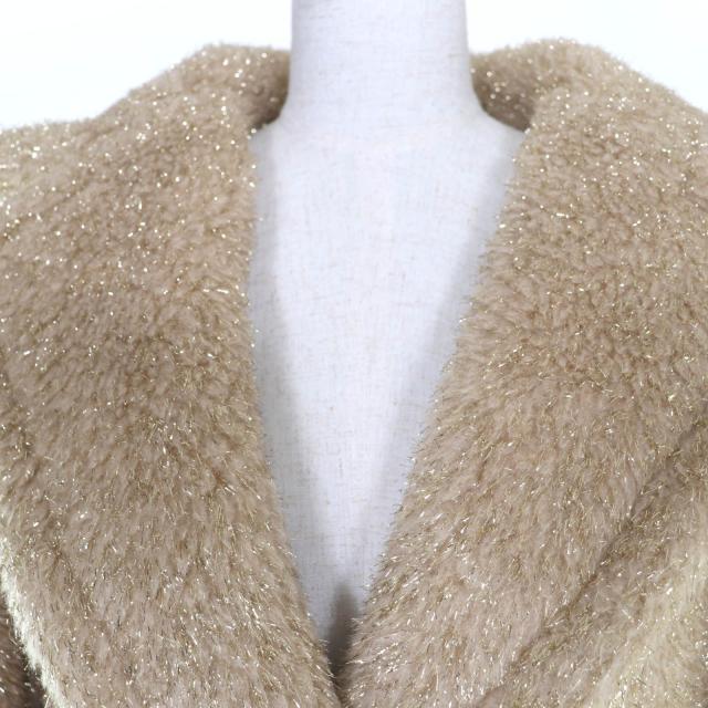 極美品☆Max Mara マックスマーラ 101101016 テディベアコート キャメル100％ シルク混 ベージュ ゴールドラメ M イタリア製 正規品_3
