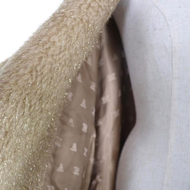 極美品☆Max Mara マックスマーラ 101101016 テディベアコート キャメル100％ シルク混 ベージュ ゴールドラメ M イタリア製 正規品_4