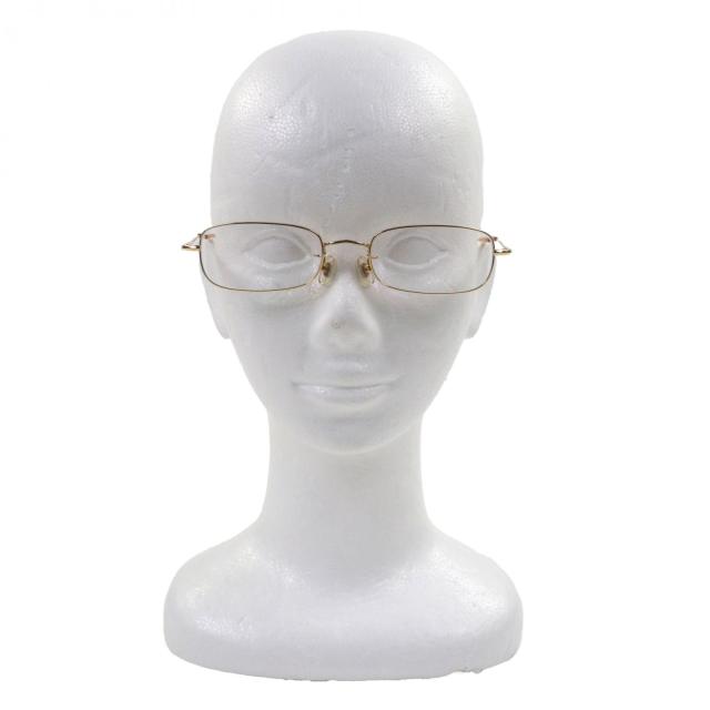 極美品▼白山眼鏡 ハクサンメガネ チタニウム スクエア メガネ 眼鏡 アイウェア ゴールド クリアブラウン 度入り ケース付き メンズ