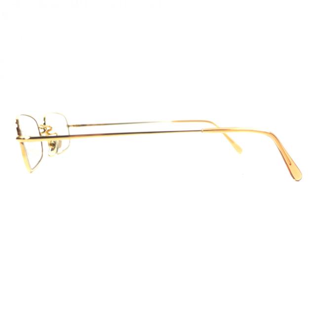 極美品▼白山眼鏡 ハクサンメガネ チタニウム スクエア メガネ 眼鏡 アイウェア ゴールド クリアブラウン 度入り ケース付き メンズ