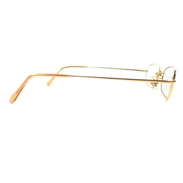 極美品▼白山眼鏡 ハクサンメガネ チタニウム スクエア メガネ 眼鏡 アイウェア ゴールド クリアブラウン 度入り ケース付き メンズ