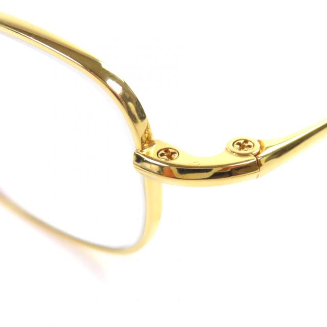 極美品▼白山眼鏡 ハクサンメガネ チタニウム スクエア メガネ 眼鏡 アイウェア ゴールド クリアブラウン 度入り ケース付き メンズ