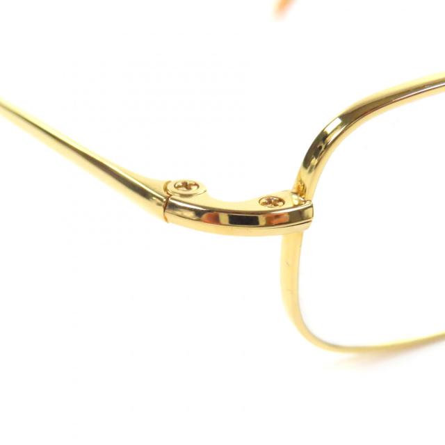 極美品▼白山眼鏡 ハクサンメガネ チタニウム スクエア メガネ 眼鏡 アイウェア ゴールド クリアブラウン 度入り ケース付き メンズ