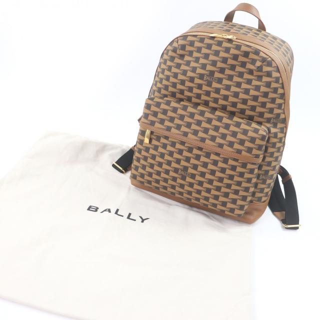 未使用品□BALLY バリー 6304856 PENNANT ペナント レザー コーティングキャンバス リュックサック デイパック ブラウン ベージュ メンズ_1
