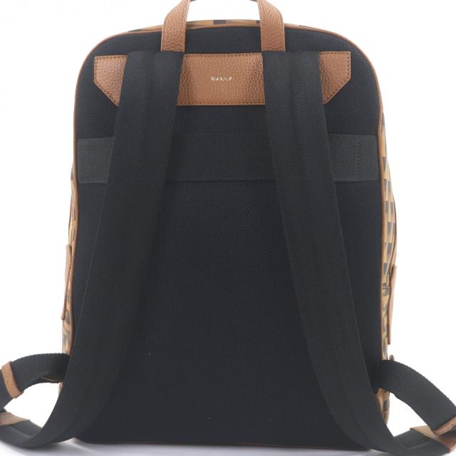 未使用品□BALLY バリー 6304856 PENNANT ペナント レザー コーティングキャンバス リュックサック デイパック ブラウン ベージュ メンズ_3