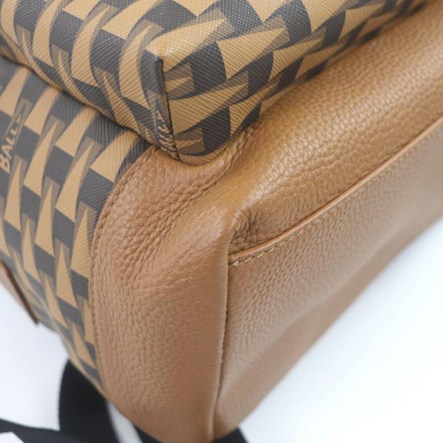 未使用品□BALLY バリー 6304856 PENNANT ペナント レザー コーティングキャンバス リュックサック デイパック ブラウン ベージュ メンズ_7