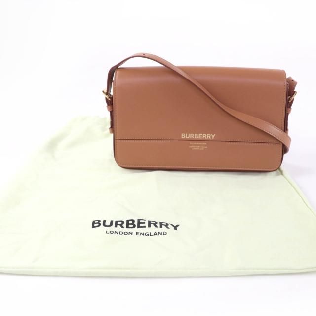 極美品☆BURBERRY バーバリー グレース ロゴ入り レザー ショルダーバッグ ブラウン 保存袋付き イタリア製 レディース_1