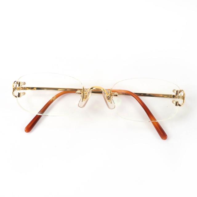 美品☆Cartier カルティエ 135 リムレス ツーポイント メガネ 眼鏡 アイウェア ゴールド 度入り フランス製 レディース
