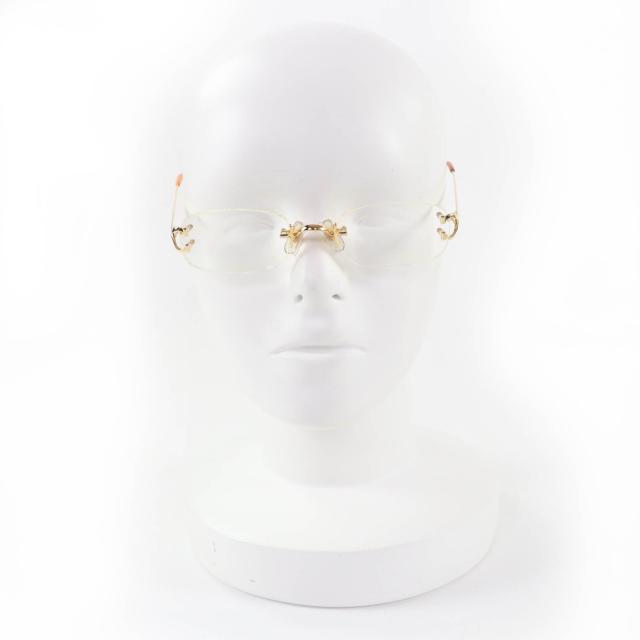 美品☆Cartier カルティエ 135 リムレス ツーポイント メガネ 眼鏡 アイウェア ゴールド 度入り フランス製 レディース