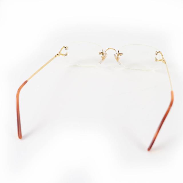 美品☆Cartier カルティエ 135 リムレス ツーポイント メガネ 眼鏡 アイウェア ゴールド 度入り フランス製 レディース