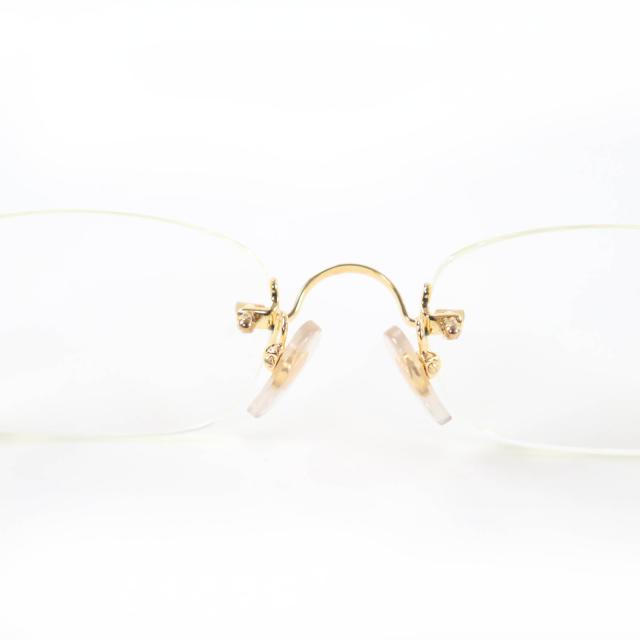 美品☆Cartier カルティエ 135 リムレス ツーポイント メガネ 眼鏡 アイウェア ゴールド 度入り フランス製 レディース