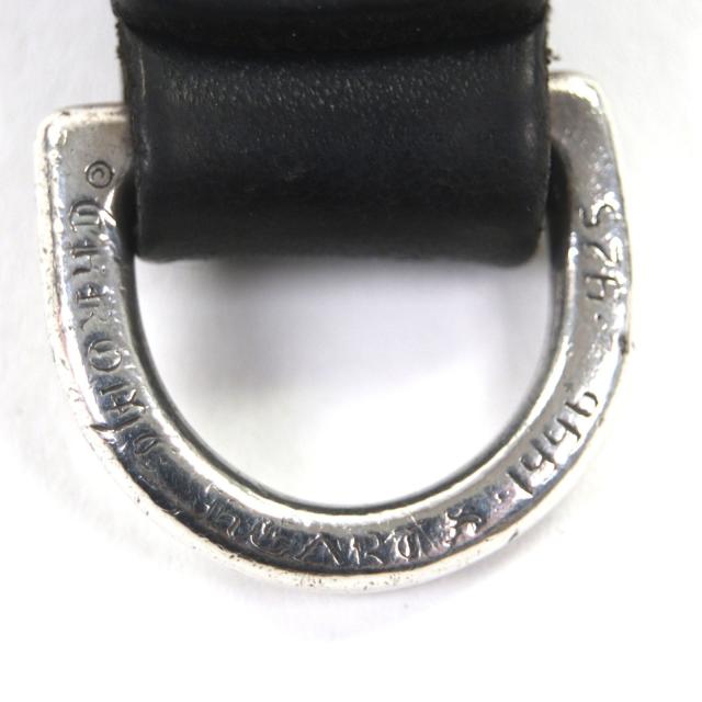 美品▼CHROME HEARTS クロムハーツ BELT LOOP D RING ベルトループ 925 レザー クロスボール キーホルダー ブラック シルバー 総重量22g_4
