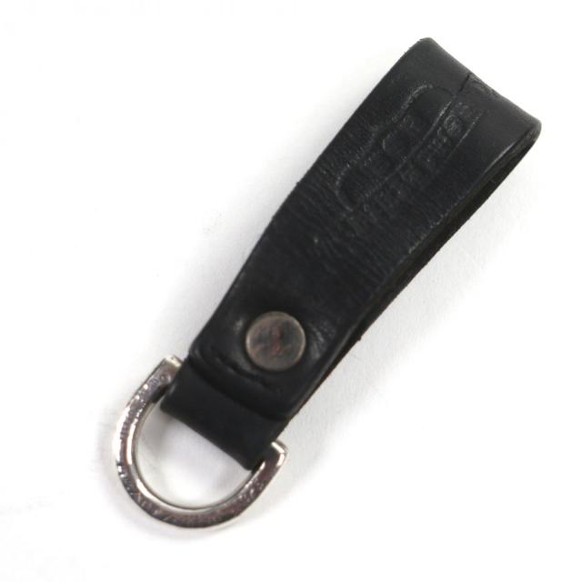 美品▼CHROME HEARTS クロムハーツ BELT LOOP D RING ベルトループ 925 レザー クロスボール キーホルダー ブラック シルバー 総重量22g_1