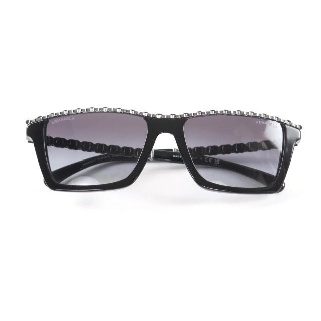 未使用品★CHANEL シャネル 5548-Q-A レクタングル シェイプ サングラス 現行品 ココマーク アイウェア 黒 54□17 140 箱・ケース付