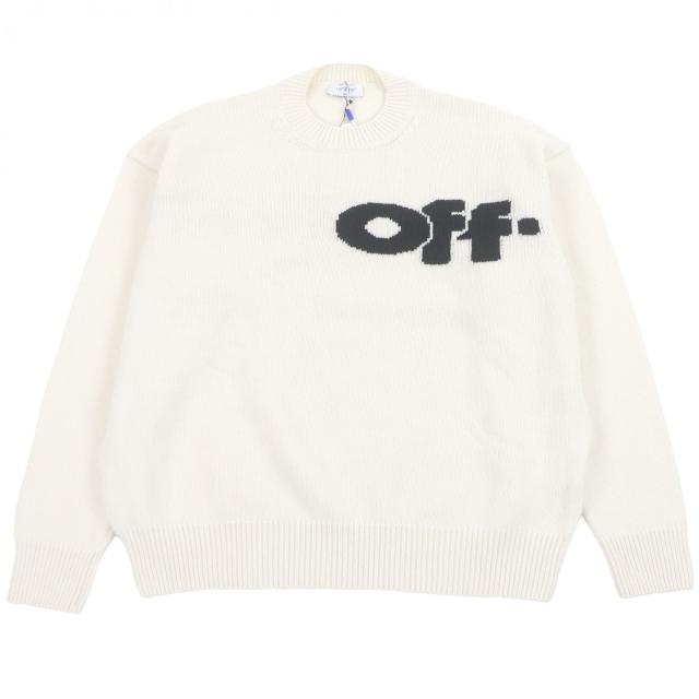 未使用品□OFF-WHITE オフホワイト 24AW OMHE198F24 SHARED LOGO KNIT CREWNECK ロゴニット セーター クリーム M 正規品