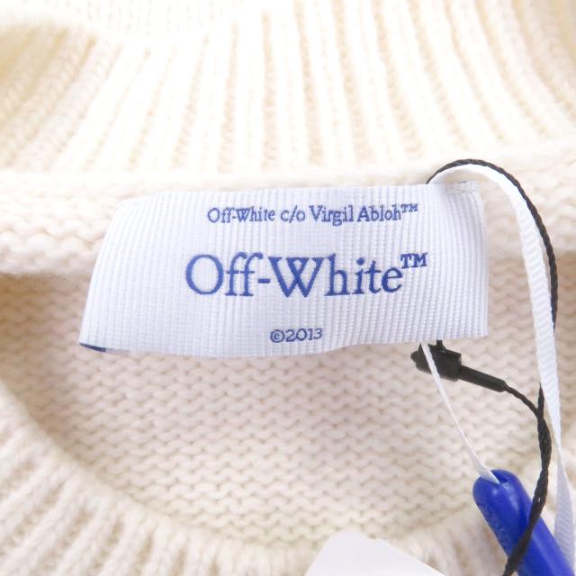未使用品□OFF-WHITE オフホワイト 24AW OMHE198F24 SHARED LOGO KNIT CREWNECK ロゴニット セーター クリーム M 正規品_3