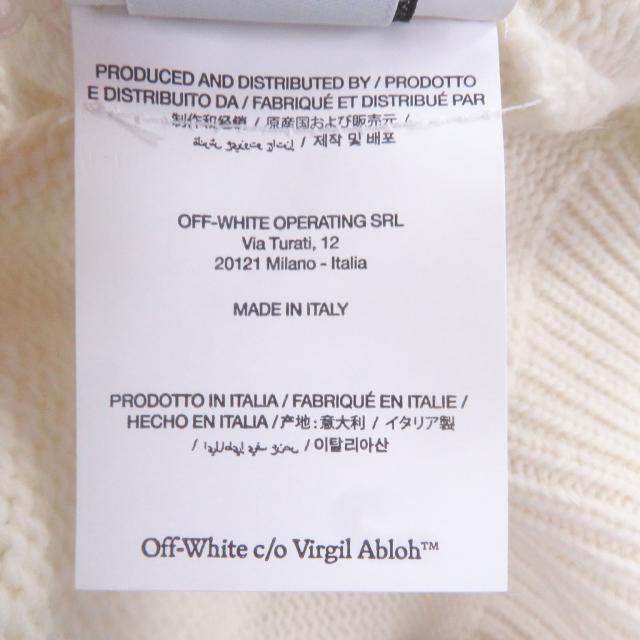未使用品□OFF-WHITE オフホワイト 24AW OMHE198F24 SHARED LOGO KNIT CREWNECK ロゴニット セーター クリーム M 正規品_7