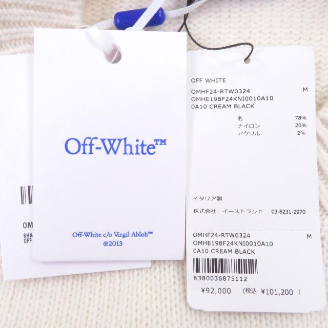 未使用品□OFF-WHITE オフホワイト 24AW OMHE198F24 SHARED LOGO KNIT CREWNECK ロゴニット セーター クリーム M 正規品_9