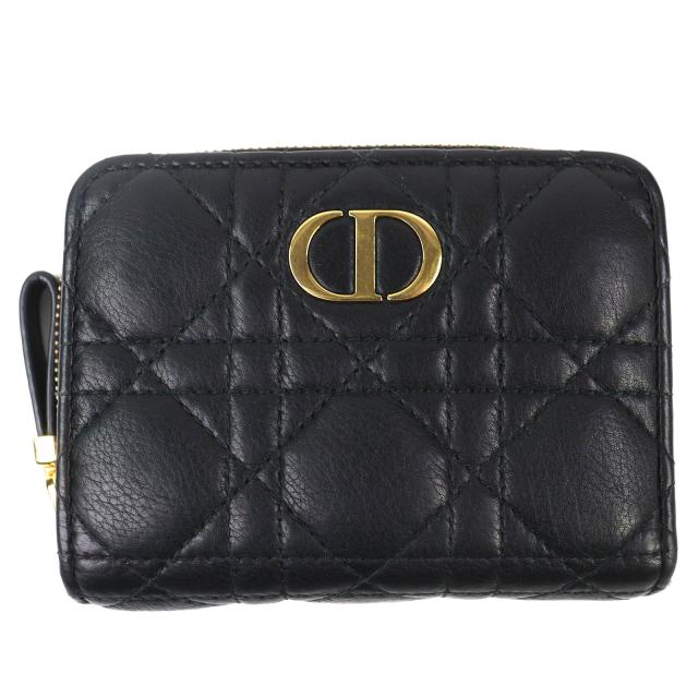 良品△Christian Dior クリスチャンディオール S5032UWHC カナージュ Dior Caro Scarlet レザー ウォレット 二つ折り財布 定価120000円