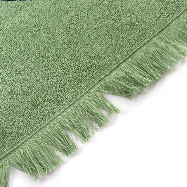 未使用品△HERMES エルメス HTH2501 ヨッティング プラージュ テレサ コットン100％ フリンジ ブランケット タオルケット グリーン 箱付_3