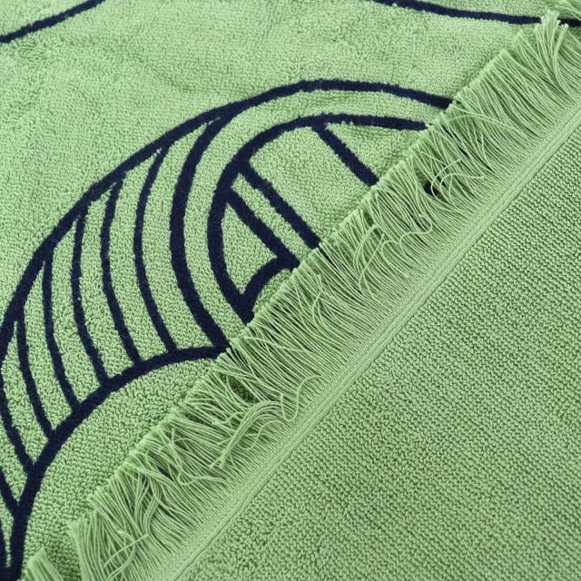 未使用品△HERMES エルメス HTH2501 ヨッティング プラージュ テレサ コットン100％ フリンジ ブランケット タオルケット グリーン 箱付_4