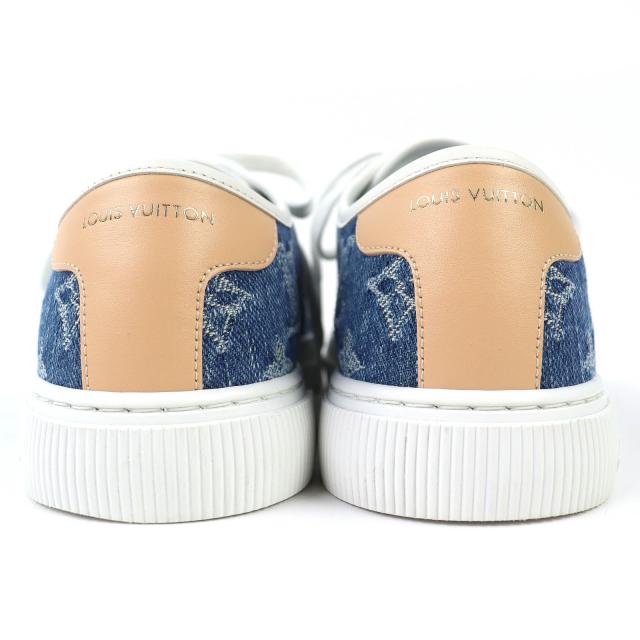 美品△LOUIS VUITTON ルイヴィトン 2024年製 1AGYGB LV ラグーン スニーカー モノグラムデニム ローカットスニーカー ブルー 37.5 箱付き_5