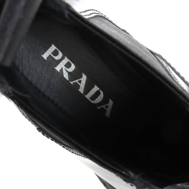 極美品△PRADA プラダ 1T725L モノリス ブラッシュドレザー チェルシーブーツ サイドゴア ショートブーツ ブラック 35.5 保存袋付き 伊製